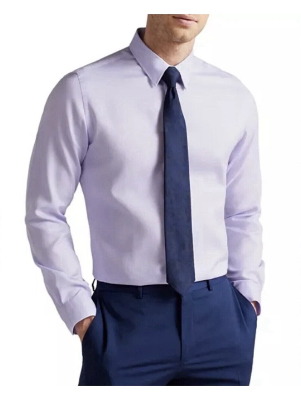 TED BAKER LONDON AGUILA Textured Slim Fit Button Down in Lilac-Size 16|US Large